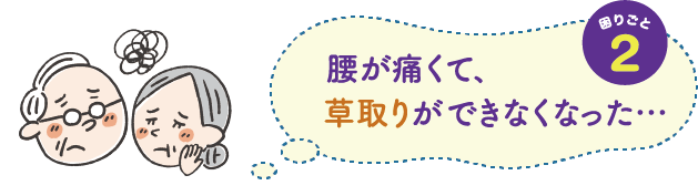 困りごと２　腰が痛くて、草取りができなくなった・・・